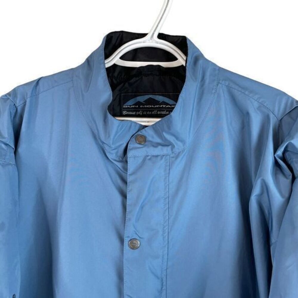 Sun Mountain Rain Jacket Mens L Blue‎ Short Sleeve Polyester Pullover READ